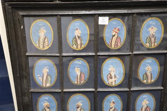 A set of early 19th century Company School gouache portraits of Indian noblemen, each 6 x 5.5in. housed in two frames